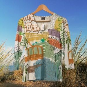 🆕 Dolcezza Long Sleeve T - Palm Springs City Scape - Size S 🌷